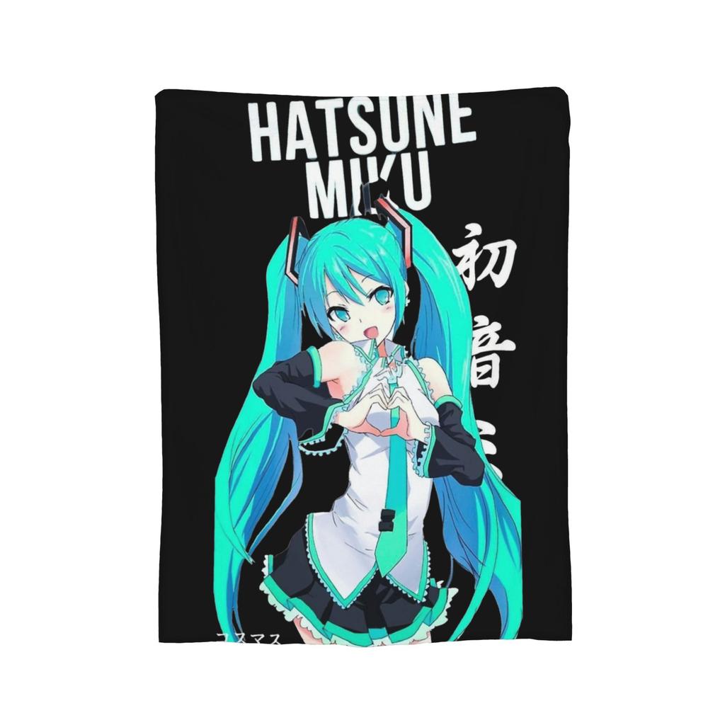 Hatsunes Mikus Vocaloid Blankets Anime Style Flannel Novelty Breathable Throw Blankets for Chair Covering Sofa Autumn/Winter,