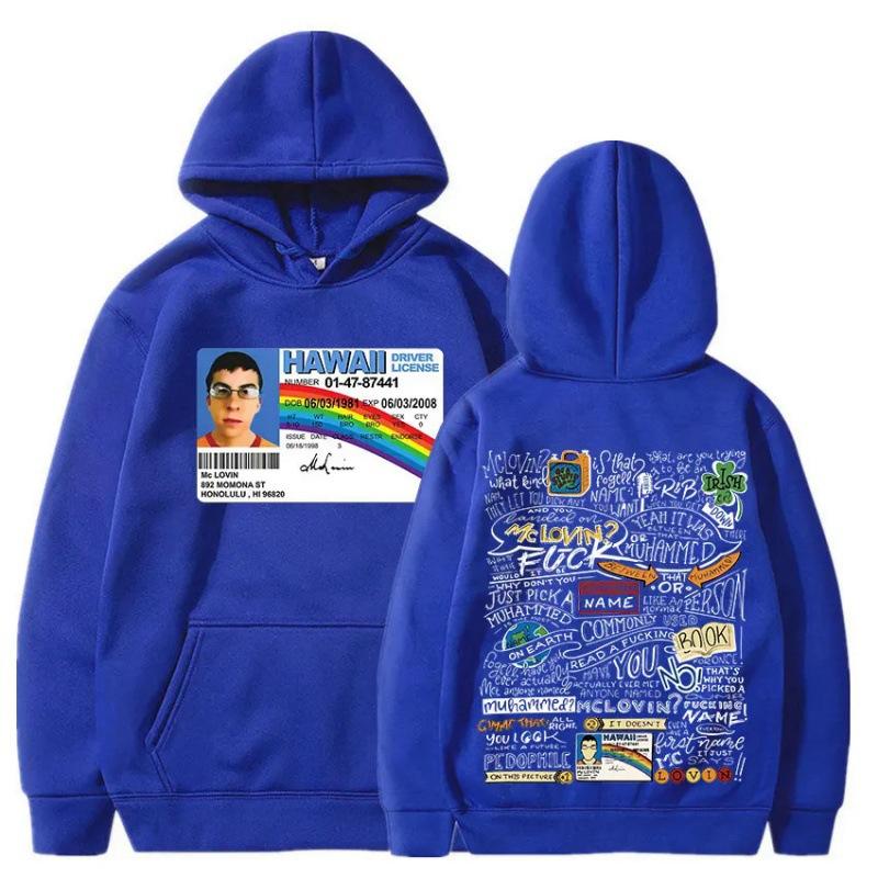 

Mclovin Посвідчення особи Superbad Geek Графічне худі XS королівський синій колір