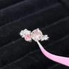 Light Luxury silver  rings Fashion Commuter Style Pink Crystal Rings for women Party Wedding Romantic