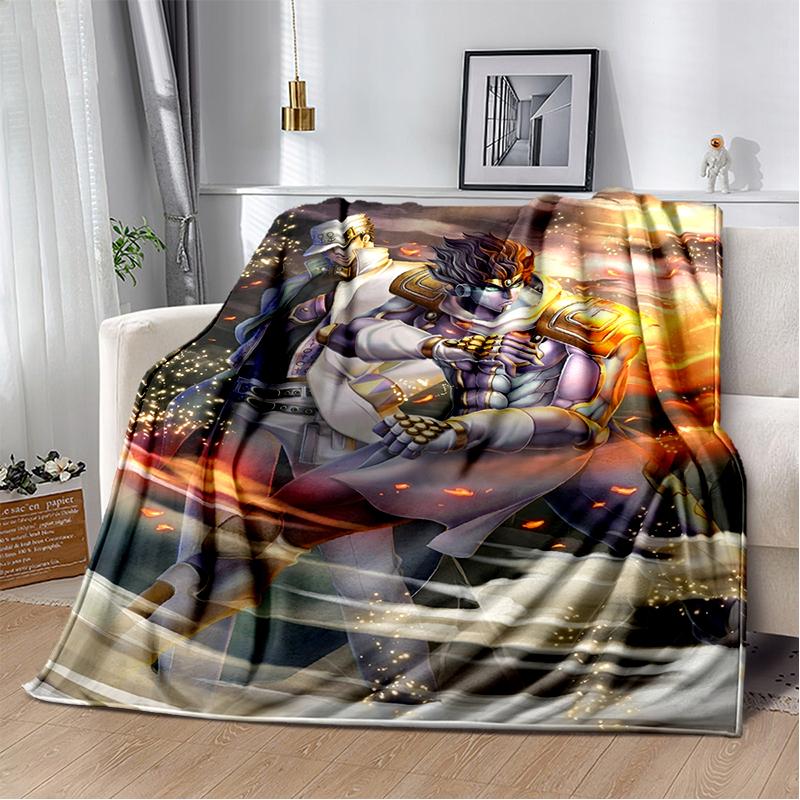 3D Jojo's Bizarre Adventure Cartoon Anime Blanket,Soft Throw Blanket for Home Bedroom Bed Sofa Travel Picnic Office Cover Kids