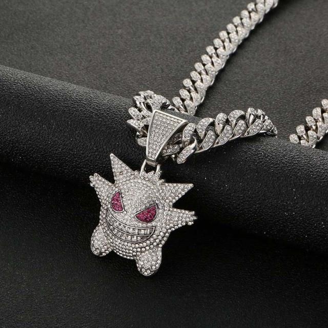 Pendant Cubic Zirconia Copper Pendant Necklace Woman Stainless Steel Hip Hop Jewelry Smiley Necklaces Iced Out Chain Mens Souvenir GiftFashion Pendant