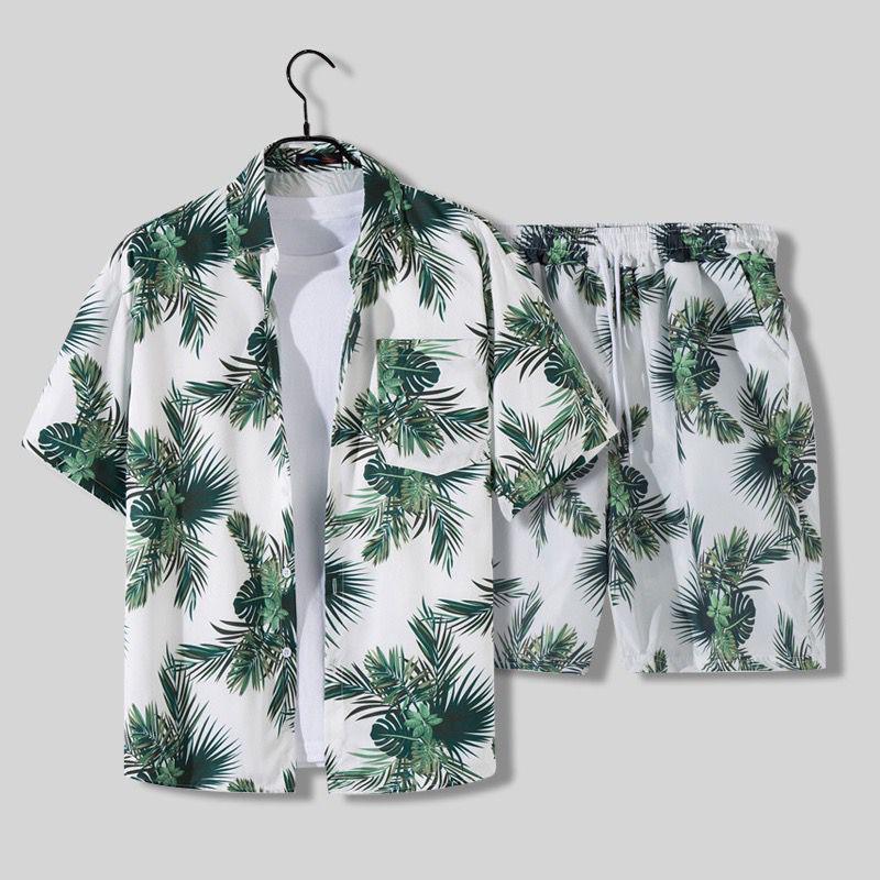 Men's 3D Print Hawaiian Shirt & Shorts Set - Casual Beachwear
