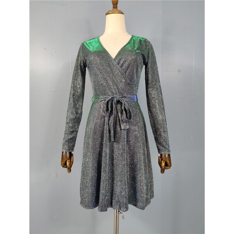 French Suit Birthday Party Classy Light Luxury Minority Fancy Formal Dress Silm Large Swing Skirt Gradient Glittering Powder