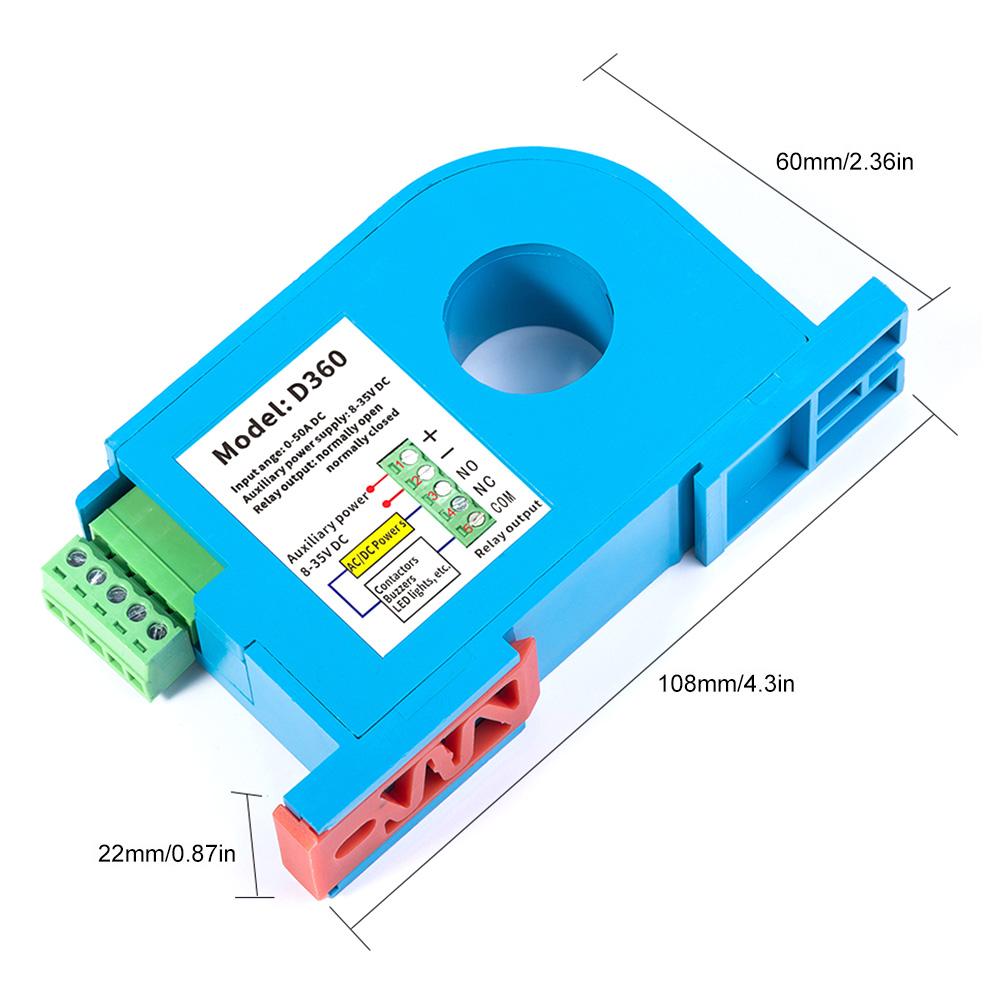 D360-50A DC Current Switch Current Sensing Relay DC Current Sensing Switch 0-300A Sensor Monitoring Relay D366