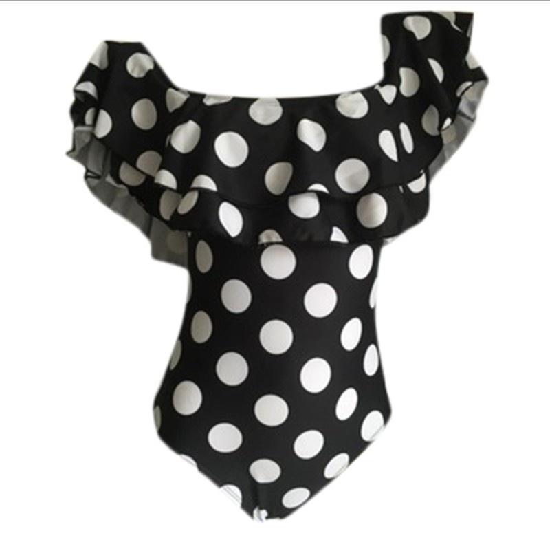 Summer Fashion Bikini Off Shoulder Ruffles Swimwear Sexy Solid One Shoulder Swimsuit