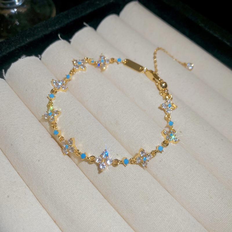 New flash zircon flower bracelet fashion temperament versatile bracelet light luxury high sense ins style jewelry