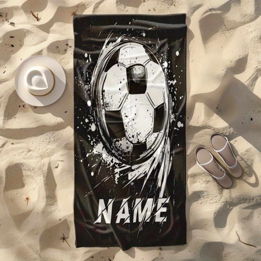 Custom Name Black And White Style Football Beach Towel - Soft,Ultra-Absorbent Microfiber, Lightweight, Perfect For Beach,Parties