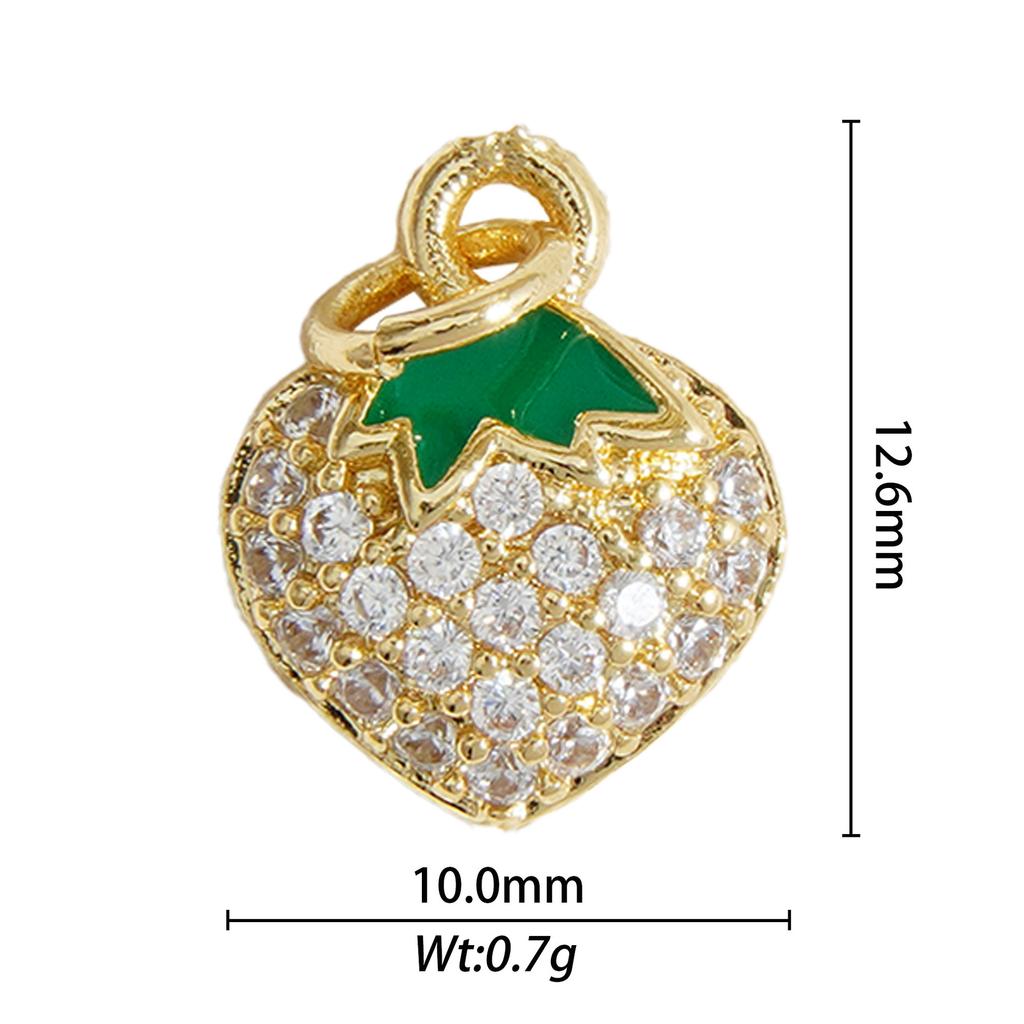 Hot Sale Custom Gold Plated Brass Zircon Paved Strawberry Lemon Cherry Apple Watermelon Pendant Charms DIY Jewelry Making
