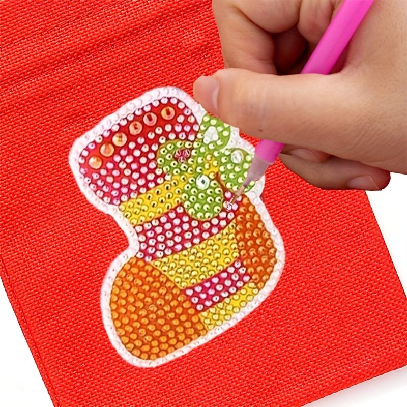 1 Set Christmas Linen 5D Diamond Painting Lucky Bag - Candy Bag Design, Handmade DIY Project with Single Diamond Application