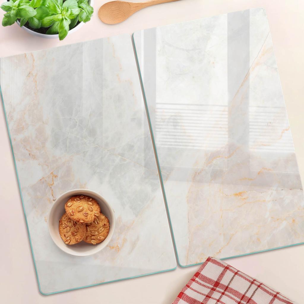 Kitchen Multifunctional Decorative Tempered Glass Boards Marble 2X30X52 Cm