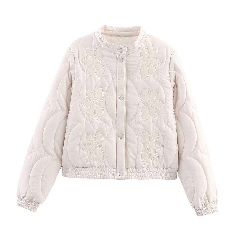 Kaslead New Women Clothes Western Style Fashion Simple 5-Color Positioning Quilted Embroidered Cotton Coat Outerwear