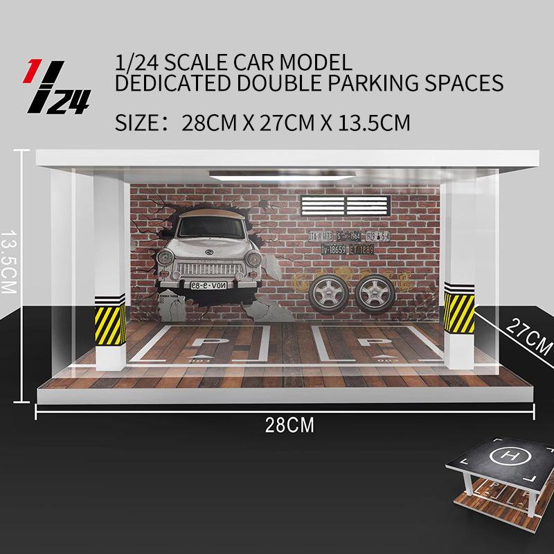 1/32 1/24 1/18 Scale Lighting Parking Lot Assembly Toy Diecast Alloy Model Car Garage DIY Scene Collection Display Toy Car Gift