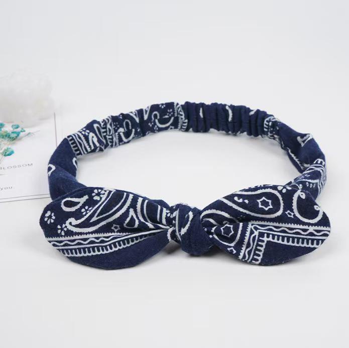 CR98 Printed Rabbit Ear Knot Cashew Cross Headband