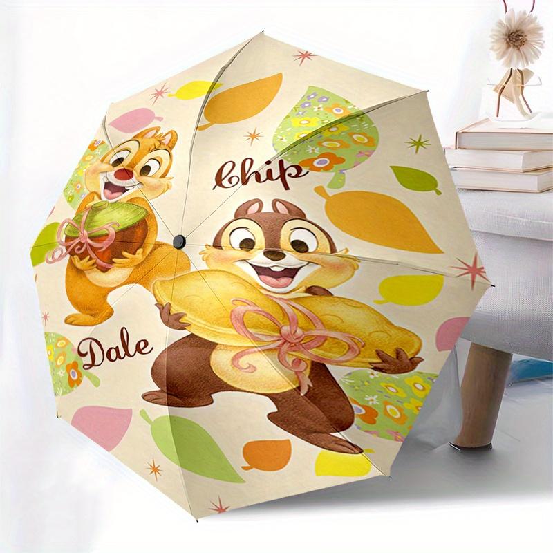 1pc Chip Dale Automatic Folding Umbrella: Compact 8-Bone Design Cartoon Outdoor Travel Companion, Business Umbrella, Christmas Valentine's D