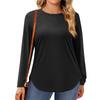 Damen Übergröße Oberteile Langarmshirts Rundhals Fließende Tunika Lässig Lockere Bluse L-5X