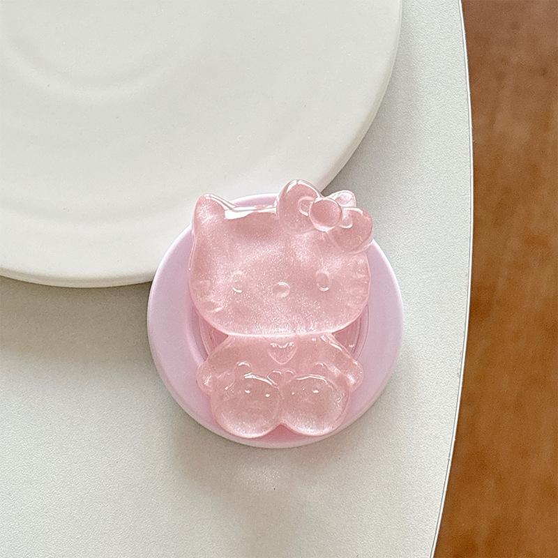Solid Color Glitter Cartoon Kt Cat Mobile Phone Airbag Bracket Magnetic Attraction Suitable For Magsafe Telescopic Portable Desktop Watching Dramas