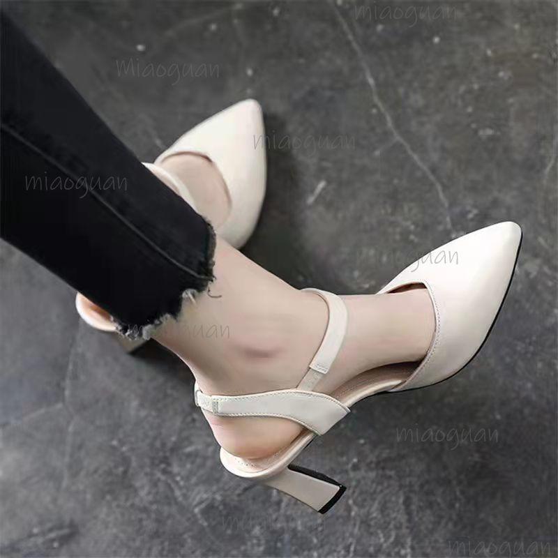 Fashion Women Fashion Heels Sandals 2025 Summer Pointe Elegant Medium Heel Shoes for Women Mom Elastic Band Sandals Zapatos Para Mujer