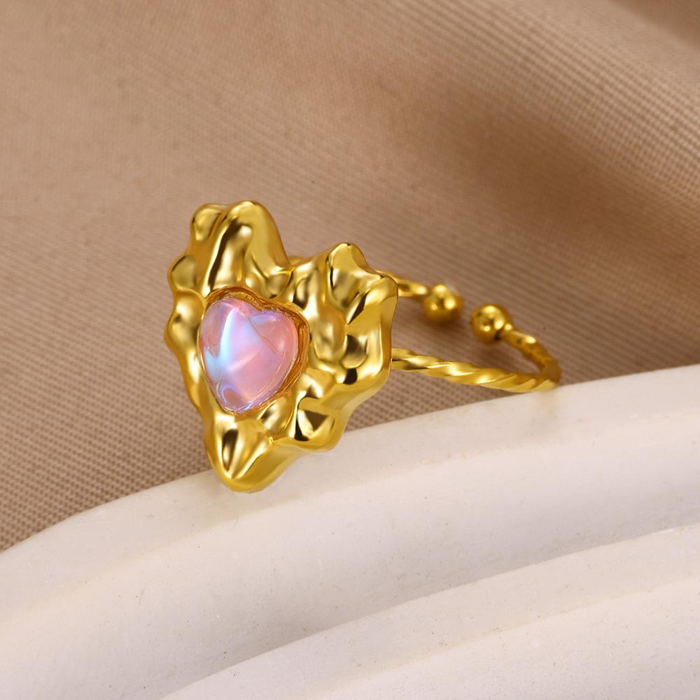 Zircon Heart Stainless Steel Rings for Women Gold Color Wedding Couple Ring Aesthetic Jewelry Accessories Gift Anillos Mujer