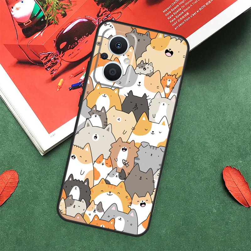 Kawaii Neko Cat Cover For OPPO Reno 5Z 4Z 2Z 8T 4 5 6 8 7 Lite 10 Pro OPPO Find X6 Pro X2 X3 X5 Lite Case