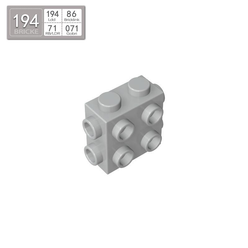 Brick Guest 67329: 1x2 Three-Sided Stud Building Block, LEGO-Compatible MOC Accessory Piece светло-серый