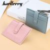 Baellerry Men and Women Multifunctional Short Purse Genuine Leather Wallet Ultra Thin Card Holder Unisex Billfold Snap Button Driver's License Bag