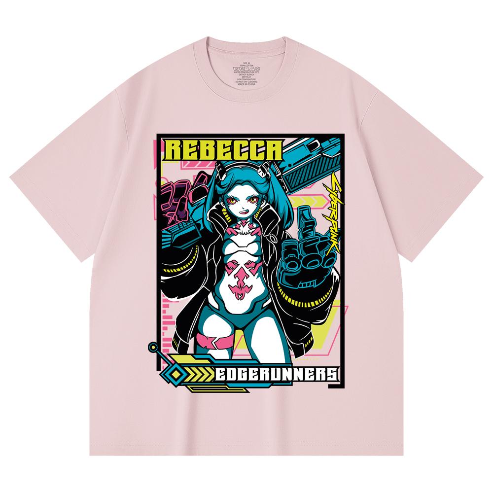230 Gsm 100% Cotton Cyberpunk V9 Rebecca Print Unisex Heavy Cotton T Shirt