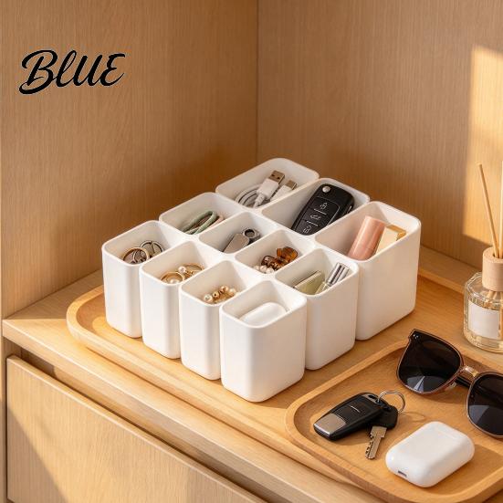 Desktop Cord Keeper Drawer Bin Storage Box Data Cable 11 Compartment Space Saving Plastic Organizer