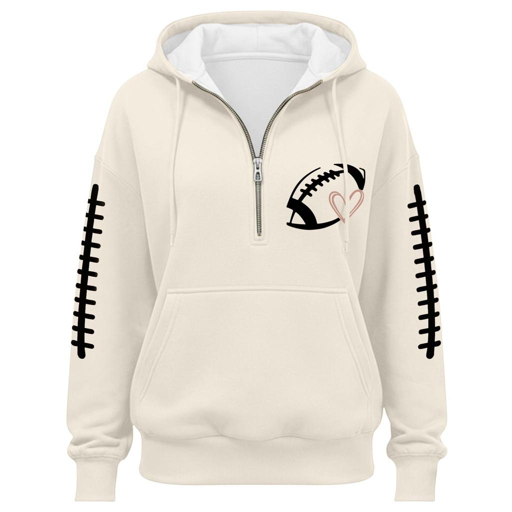 Damen Half-Zip Kapuzen-Rugby Pullover Sweatshirt für Partner-Partnerlook