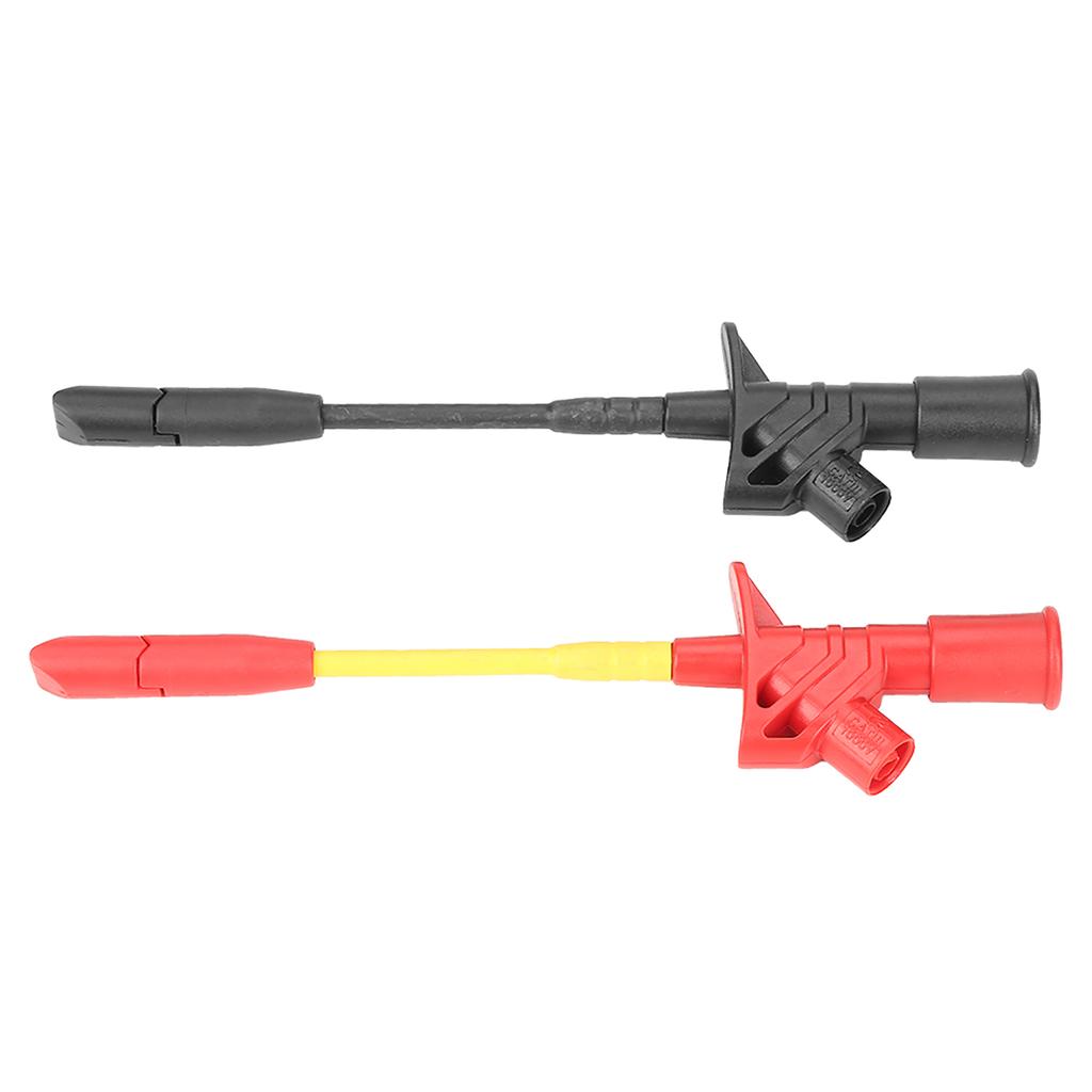 P5005 2pcs Fully Insulated Quick Piercing Test Needle Hook Multimeter Testing Probes 4mm Socket