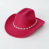 European and American men's and women's western cowboy top hats outing party jazz hat colored diamond bridal woolen hat
