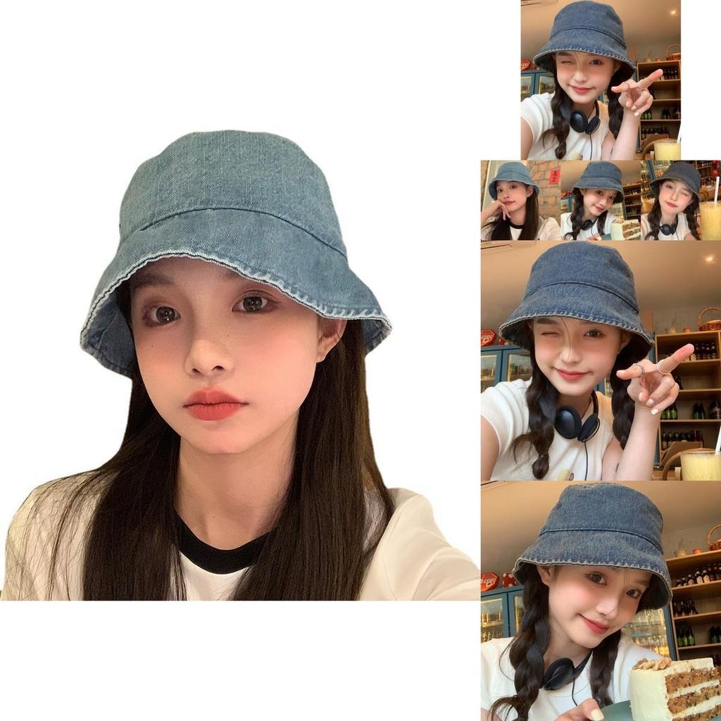 Stylish Denim Bucket Hat For Women Breathable Sun Protection Spring Summer Fashion