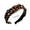 Synthetic Fishbone Braid Headband Wide Pearl Women Hair Hoop Hair Accessories Trendy Headwear Twisted Wig Headband Female