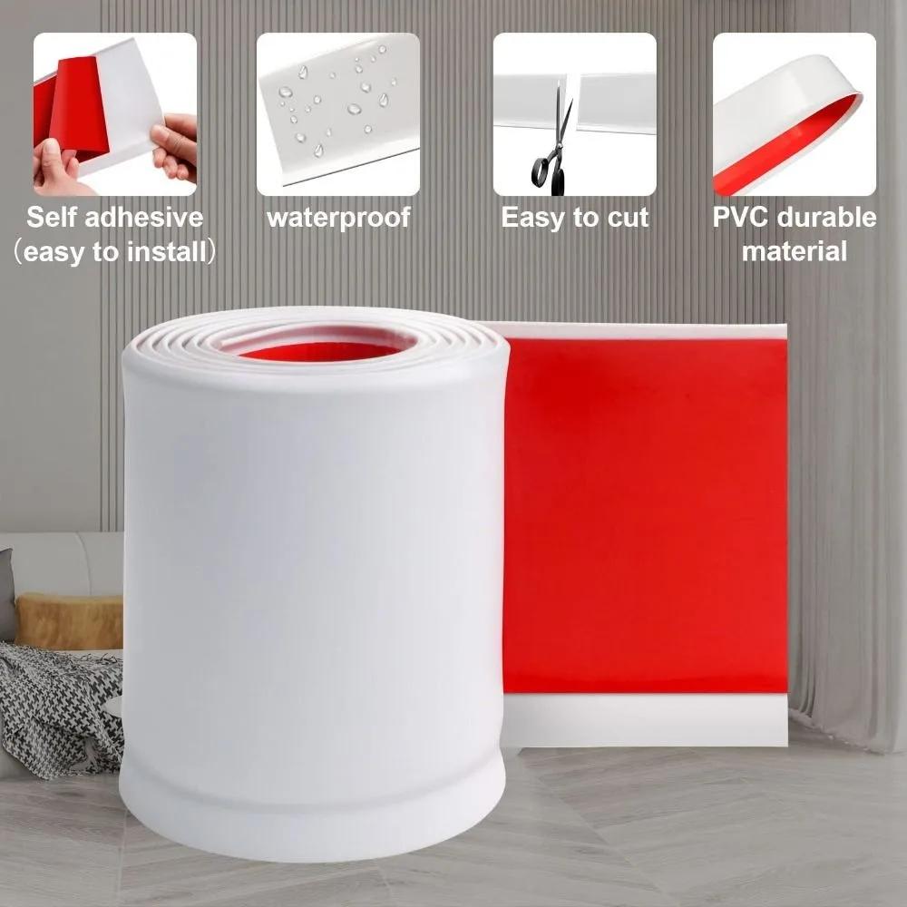 1Roll self-adhesive thick skirting board, PVC waterproof waistline, wall decorative strip