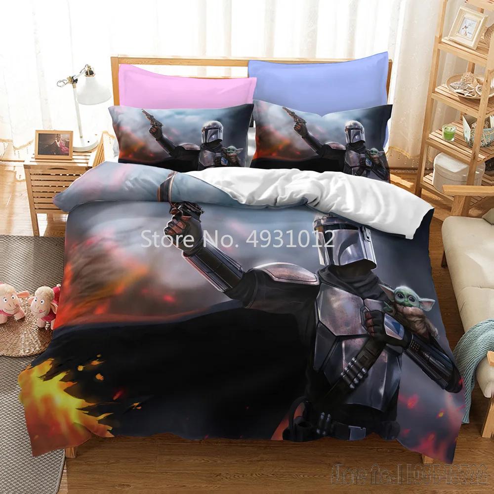 Anime 3D Printed Warrior Mandalorian Child Bedding Set Baby Duvet Cover Sets Bedclothes Twin Single King Kids Adult Gift