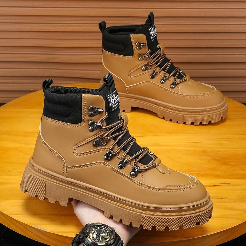 Autumn and winter new high-top Martin boots men's fashion leather tooling boots versatile men's shoes trendy boots
