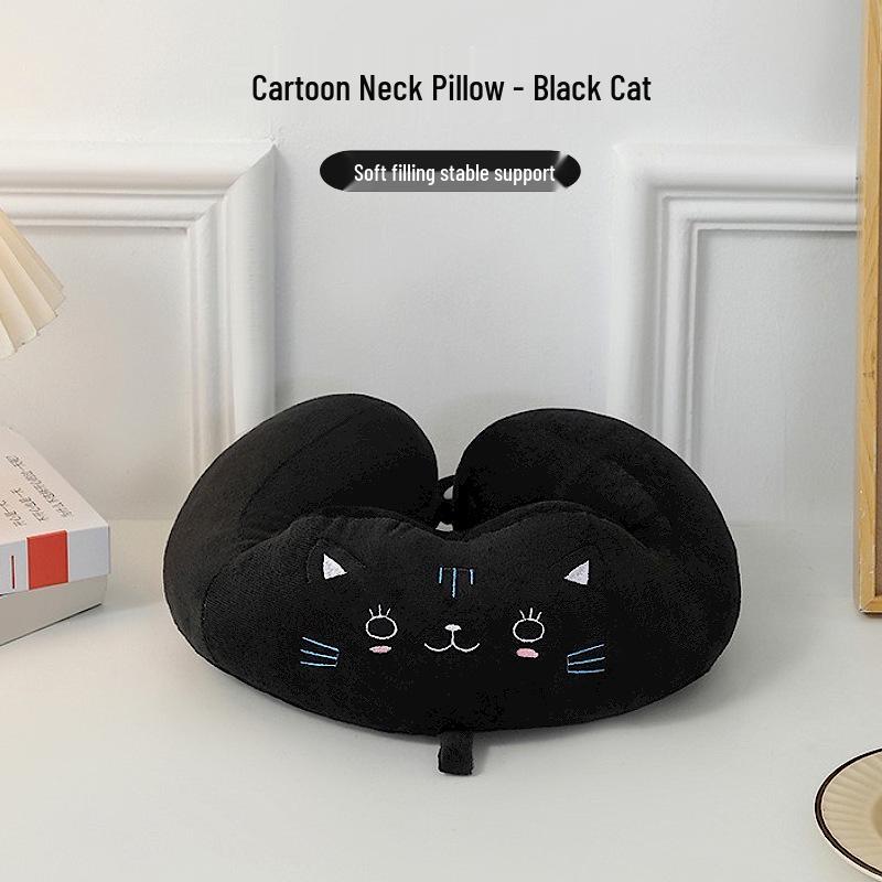 Cartoon Portable U-Shaped Neck Pillow - Foldable & Multifunctional for Travel