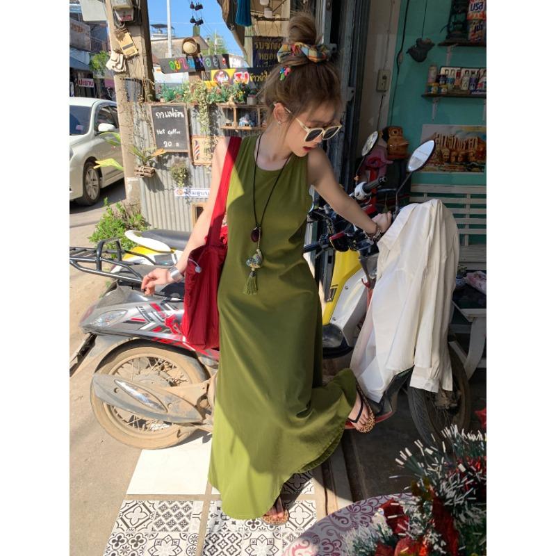 

Женское летнее модное платье-майка Sense, облегающее платье свободного кроя M зелёный