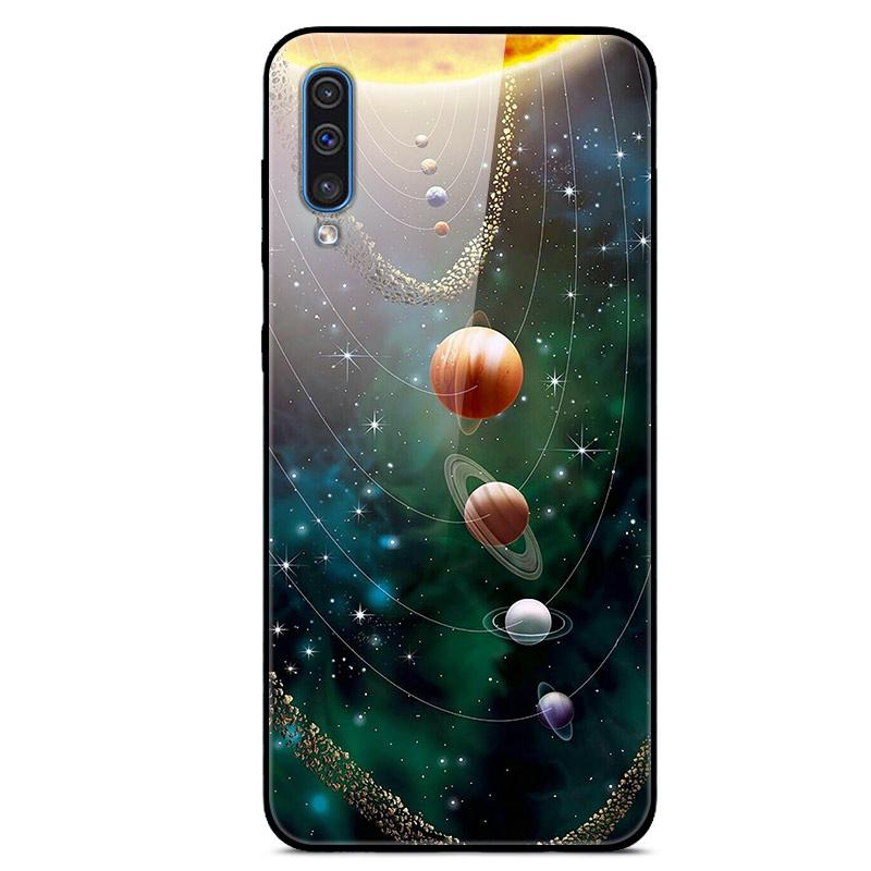 For Samsung A50 Case A51 Tempered Glass Planet Space Cover Glass Back Case for Samsung Galaxy A50S A51 A50 A 50 Fundas Coque