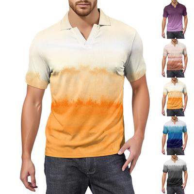 Men's Fashion Printed V-Neck Short Sleeve Top Golf T-Shirt