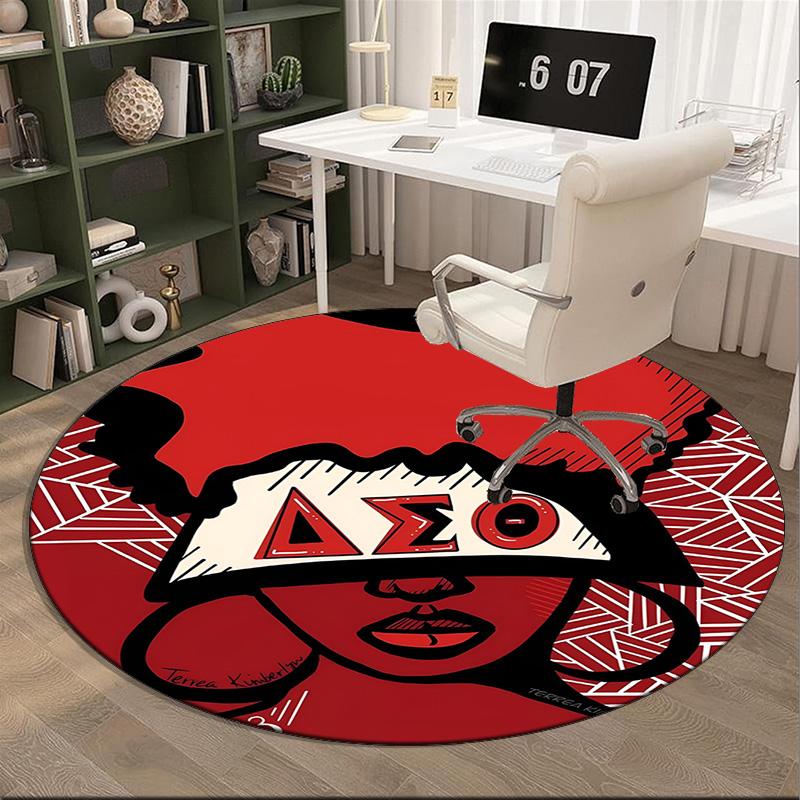 Delta Sigma Theta Round Rug for Livingroom,Bedroom, Palyroom, Chair Rug, Area rug, Circle Carpet, Fan Christmas gift