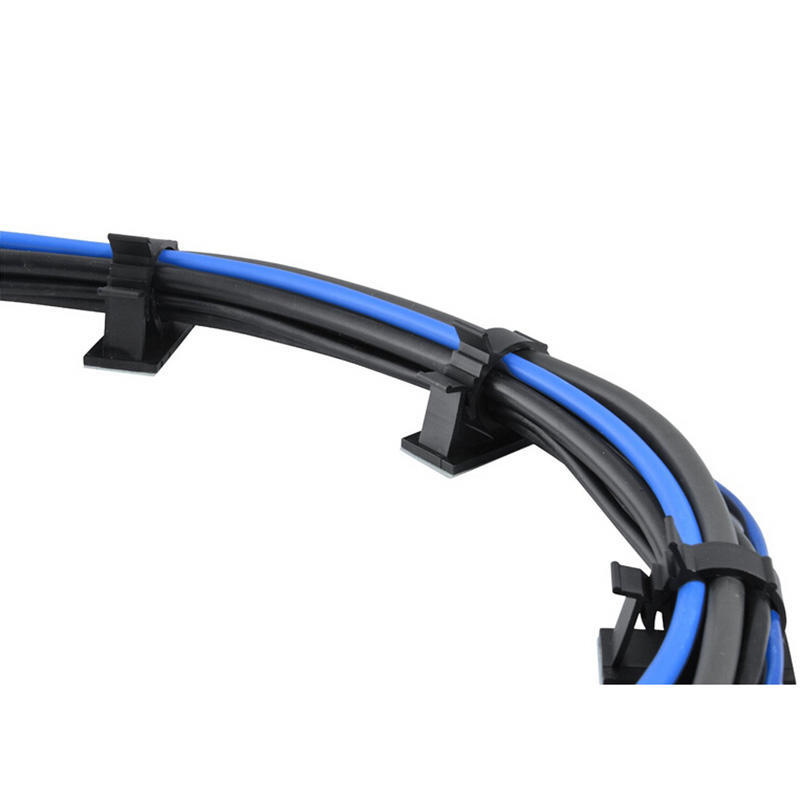 Černé 10 ks s adhezivním nylonovým drátem Nastavitelné kabelové spony Svorky