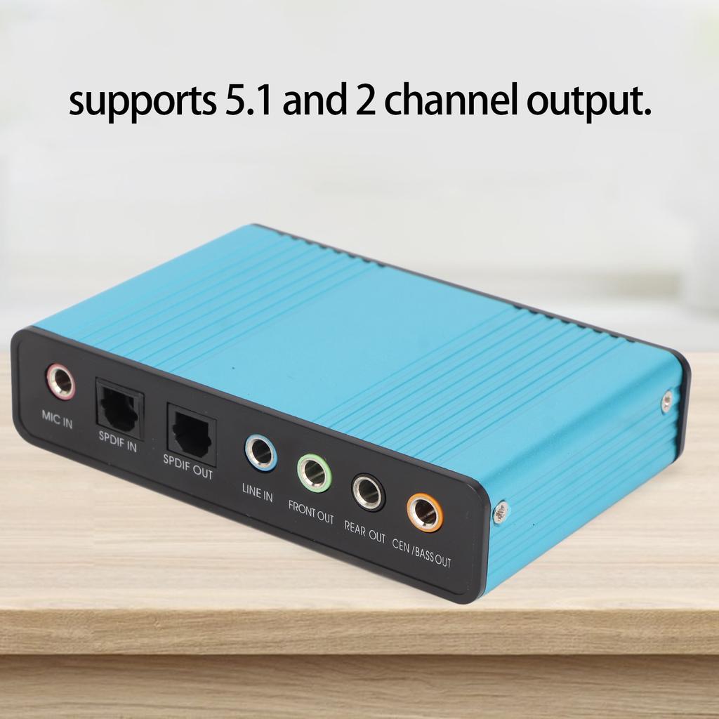 USB Sound Card 6 Channel 48kHz Sampling Rate Analog Play Recording External Sound Card for PC Laptop Computer
