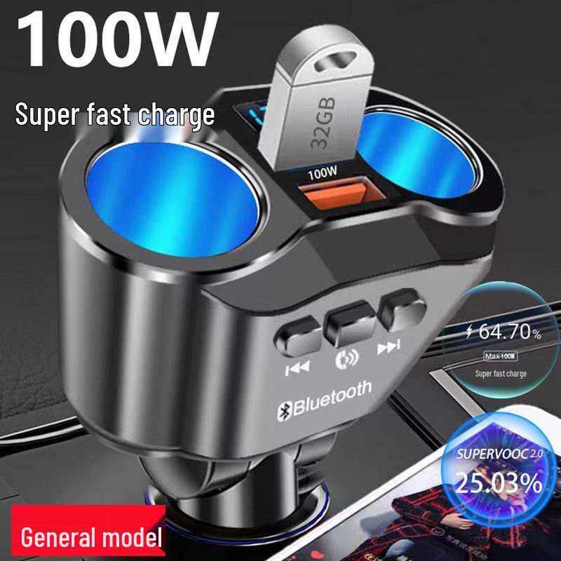 MP3 Bluetooth USB Player with Rotating Dual Cigarette Lighter & 66W Fast Car Charger