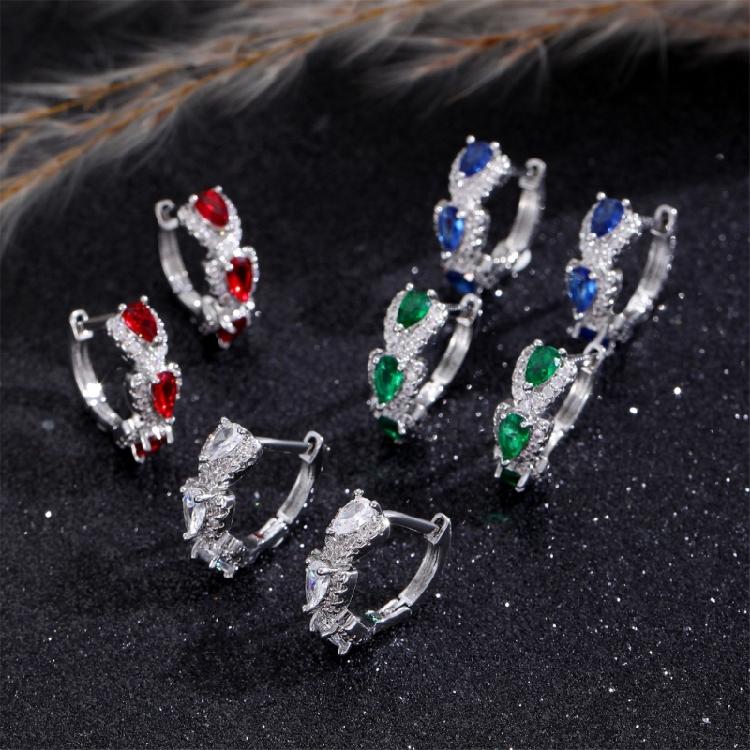 Elegant Hoop Earrings with Zirconia Sophisticated Zirconia Hoops Ear Rings for Women Suitable for Formal Event