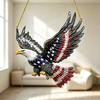 4th of July Suncatcher for Window Hanging Acrylic Stained Glass Heart/Eagle Ornament Patriotic Red White Blue Sun Catcher Panel for Memorial Day Decor