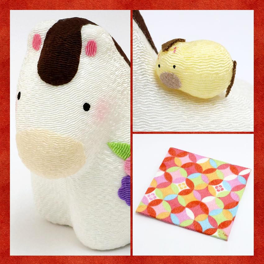 Osaka Choseido Zodiac Horse New with Free Original Wooden Tag Flower Parent and Child Ornament Ornament, Ornament, Year's Ornament, Chirimen, (Sent