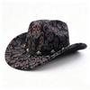 Halloween Party Black Skull Pattern Western Cowboy Hat Handsome Sun Hat Holiday Hat