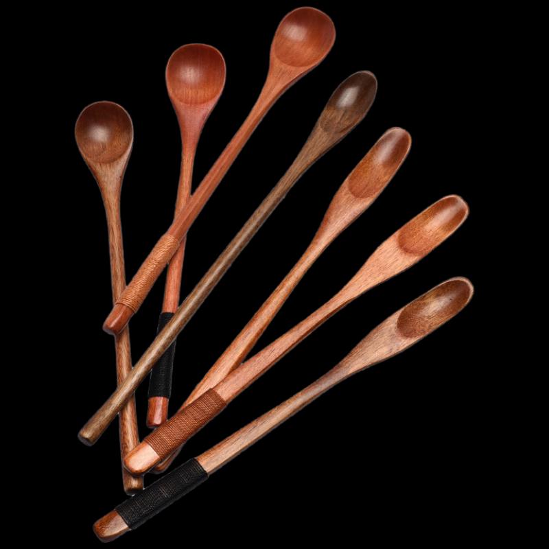 Long Handle Nanmu Wood Stirring Spoon Set (3-Pack)