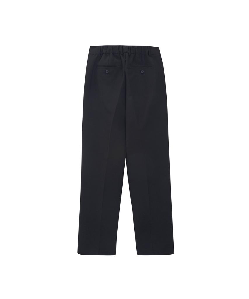 Beoteunseoul [Over Set-Up] Two-Pleated Wide Elastic Waist Pants (Black)