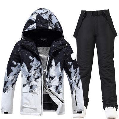 Ensemble veste et pantalon de ski à capuche pour femme et homme, combinaison de neige imperméable et coupe-vent, combinaison de ski et de snowboard, manteau de neige, combinaison de ski d'hiver chaude et isolée